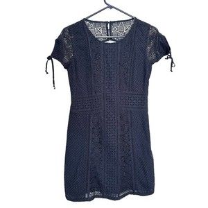 Abercrombie & Fit Navy Blue Crochet Lace Short Sleeve Dress, Small